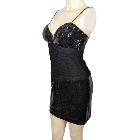 BASIX II Spaghetti strap beaded black‎ mini cocktail party formal dress NEW - Picture 4 of 8